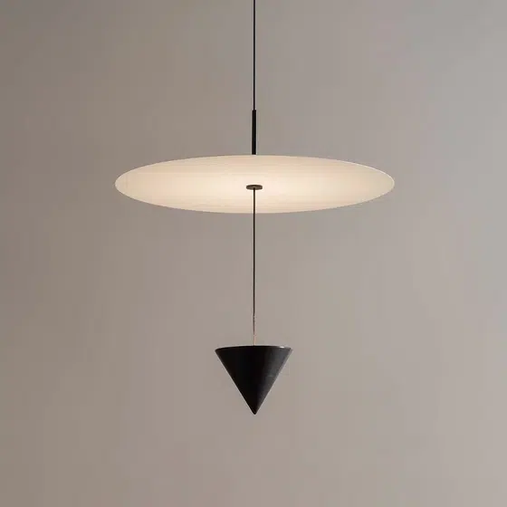 D40cm Suspension Linear Black LED Pendant Lamp in Hardware and Acrylic, product photograph