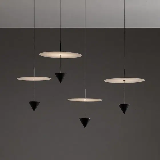 D40cm Suspension Linear Black LED Pendant Lamp in Hardware and Acrylic, installed view