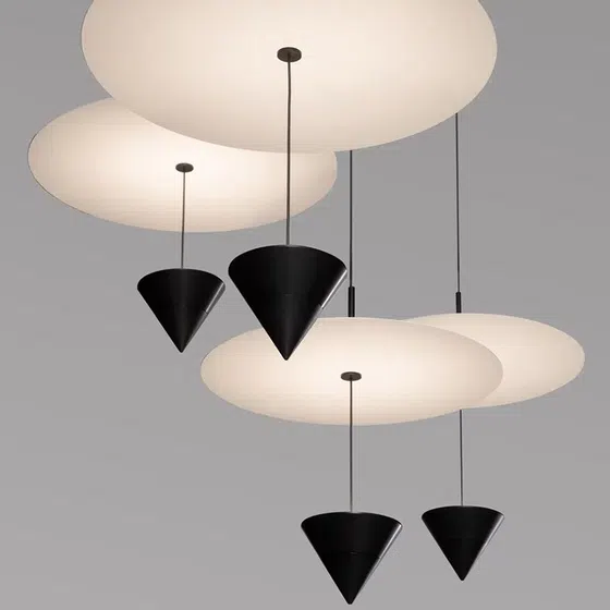 D40cm Suspension Linear Black LED Pendant Lamp in Hardware and Acrylic, scale view