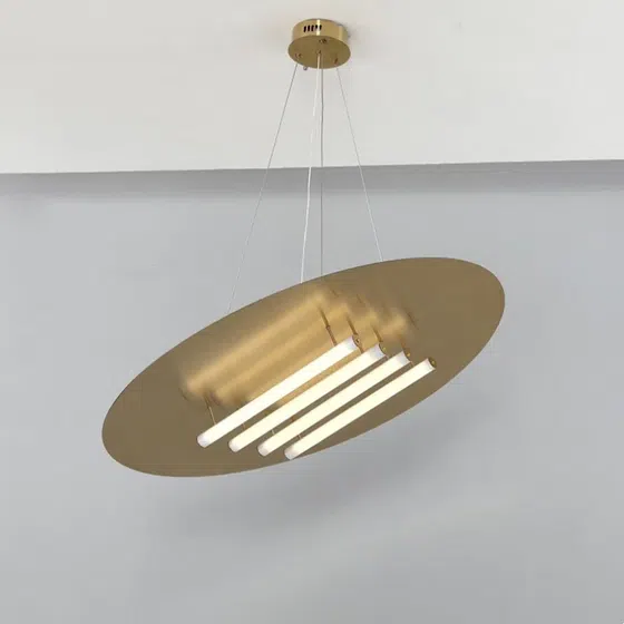 Stainless Steel Titanium Acrylic Pendant Lamp in Stainless Steel Titanium and Acrylic Tube, product photograph