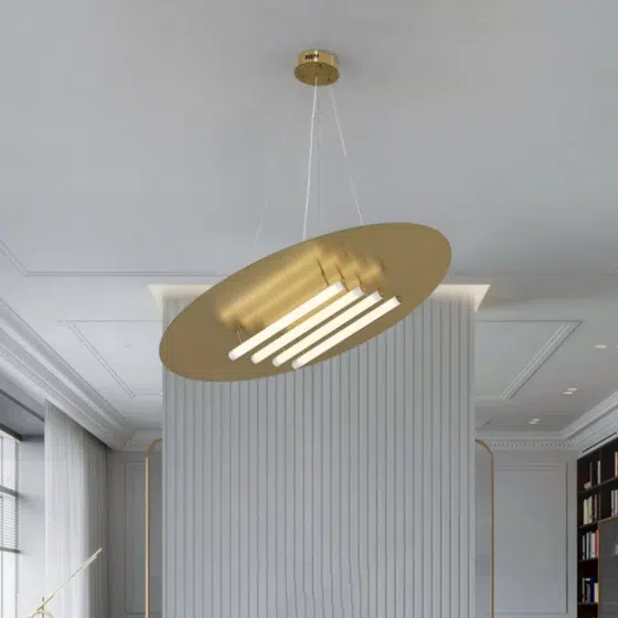 Stainless Steel Titanium Acrylic Pendant Lamp in Stainless Steel Titanium and Acrylic Tube, detail view