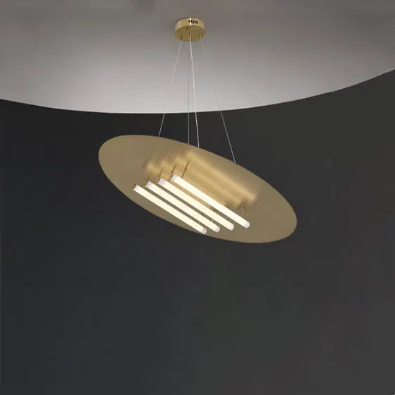 Stainless Steel Titanium Acrylic Pendant Lamp in Stainless Steel Titanium and Acrylic Tube, installed view