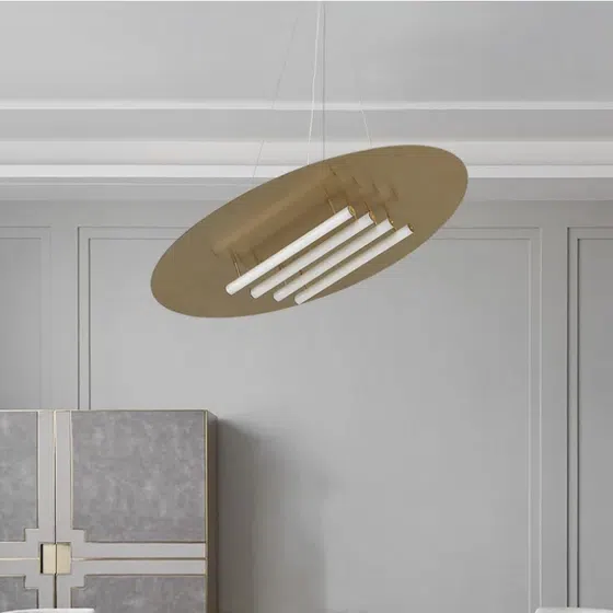 Stainless Steel Titanium Acrylic Pendant Lamp in Stainless Steel Titanium and Acrylic Tube, scale view