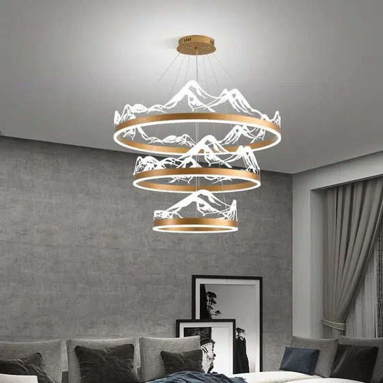 Gold Transparent Wave Acrylic Pendant Light in Aluminum Spray Paint and Acrylic, scale view