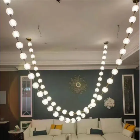 Custom Transparent Acrylic Big Pendant Light in Metal and Acrylic, installed view
