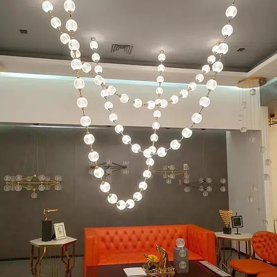Custom Transparent Acrylic Big Pendant Light in Metal and Acrylic, scale view
