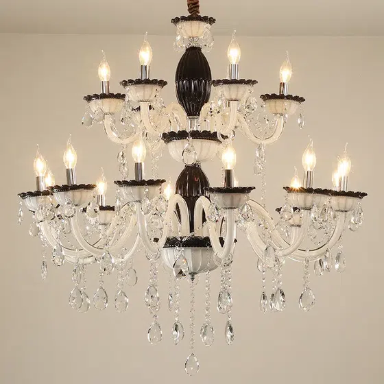 Transparent Black Crystal Chandelier in Iron and Crystal and Glass, detail view