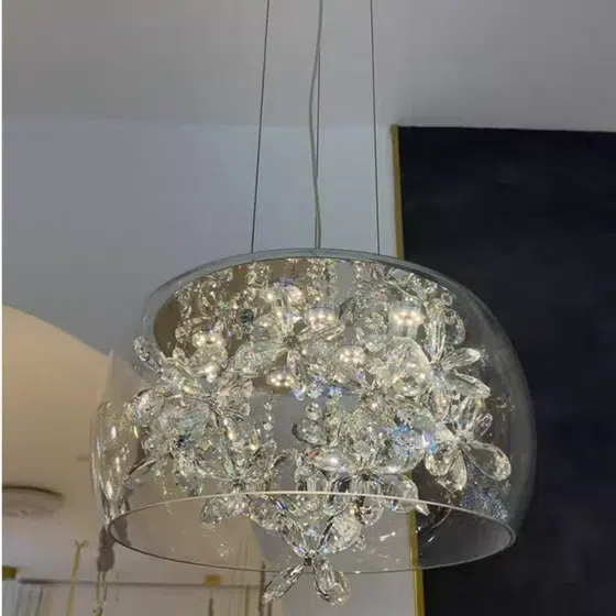 Transparent Glass Crystal Pendant Lamp in Glass and Crystal, scale view