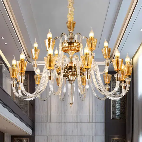 Transparent Golden Glass Tube Chandelier in Iron and Crystal and Glass, scale view