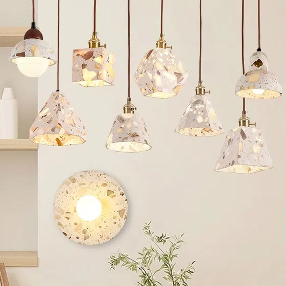 G9/E27 LED Metal Transparent Stone Pendant Light in Metal and Transparent Stone, product photograph
