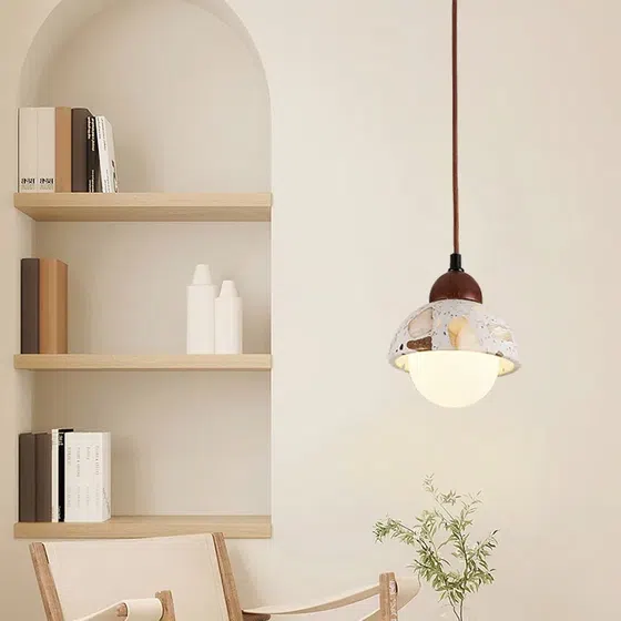 G9/E27 LED Metal Transparent Stone Pendant Light in Metal and Transparent Stone, detail view