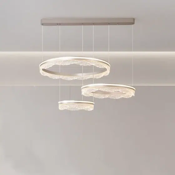 Transparent Ring Acrylic Pendant Lamp in Aluminum and Acrylic, product photograph