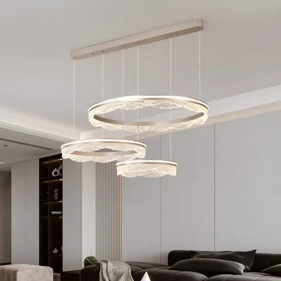 Transparent Ring Acrylic Pendant Lamp in Aluminum and Acrylic, detail view