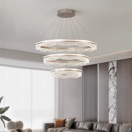 Transparent Ring Acrylic Pendant Lamp in Aluminum and Acrylic, installed view