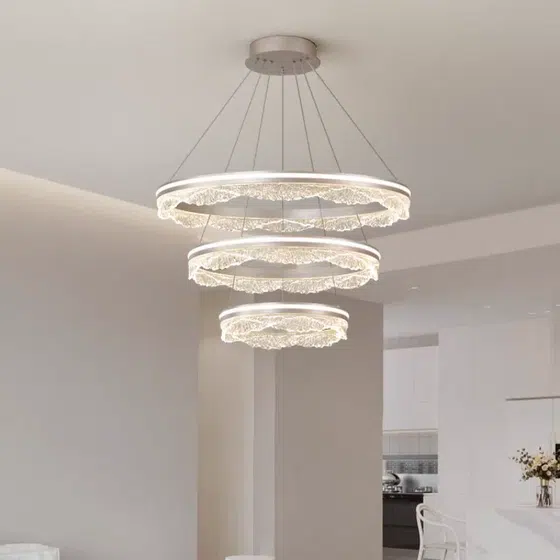 Transparent Ring Acrylic Pendant Lamp in Aluminum and Acrylic, scale view