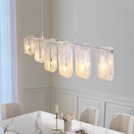 1-19 Heads U-shaped Glass Pendant Light in Iron Plating and Glass, installed view
