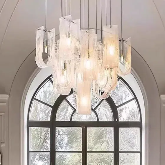 1-19 Heads U-shaped Glass Pendant Light in Iron Plating and Glass, scale view