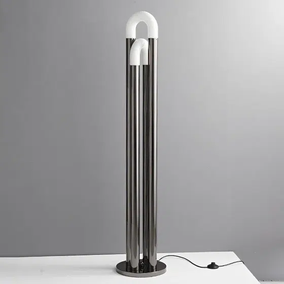 U Tube Glass Metal Floor Lamp in Stainless Steel and Glass, scale view