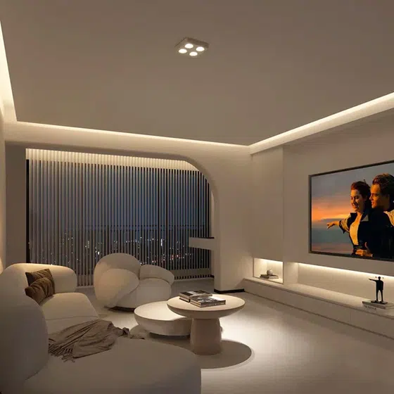 Ultra-Thin12/24/36/48W Smart Surface Mounted LED Spotlight in Aluminum and Plastic, detail view