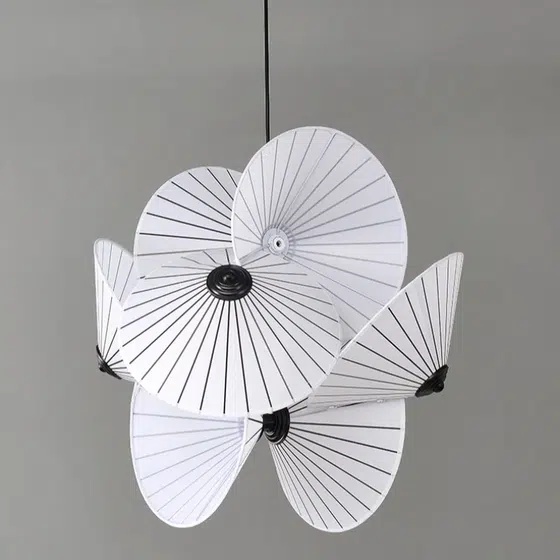 H60cm Umbrella Hardware Fabric Pendant Light in Hardware and Fabric, scale view