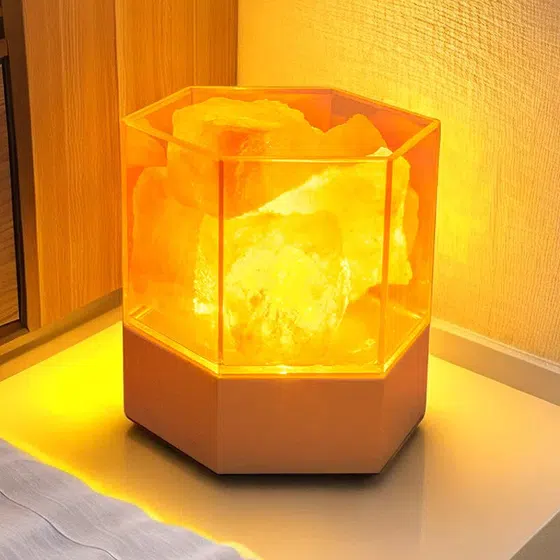 H10cm USB Pink Salt Stone Table Light in PS and Acrylic, installed view