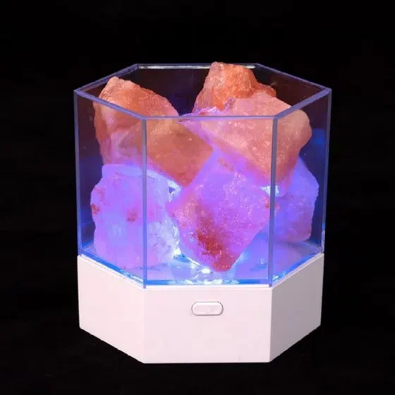 H10cm USB Pink Salt Stone Table Light in PS and Acrylic, scale view