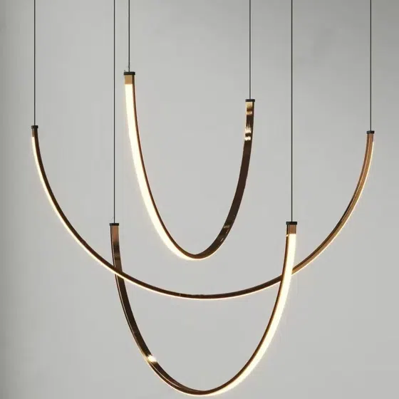 U-Shaped Aluminum Silica Gel Pendant Lamp in Aluminum and Silica Gel, detail view