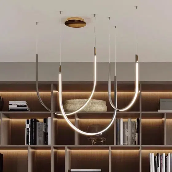 U-Shaped Aluminum Silica Gel Pendant Lamp in Aluminum and Silica Gel, installed view