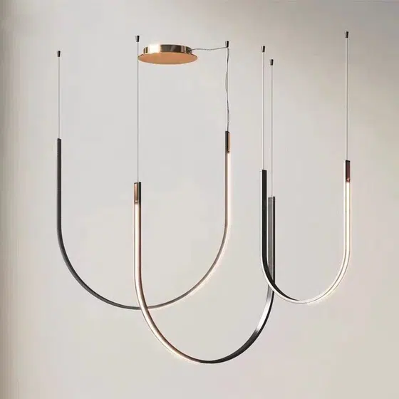 U-Shaped Aluminum Silica Gel Pendant Lamp in Aluminum and Silica Gel, scale view