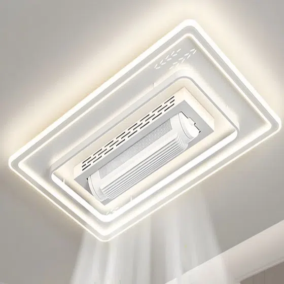 W65cm Leafless Ceiling Fan Lamp in Metal and PC and Acrylic, installed view