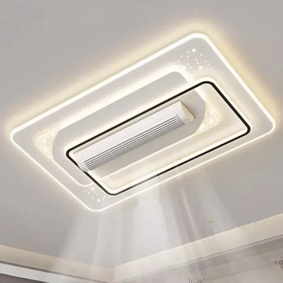 W68cm Leafless LED Ceiling Fan Light in Metal and PC and Acrylic, product photograph