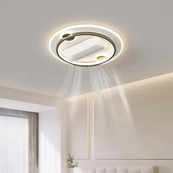W68cm Leafless LED Ceiling Fan Light in Metal and PC and Acrylic, scale view