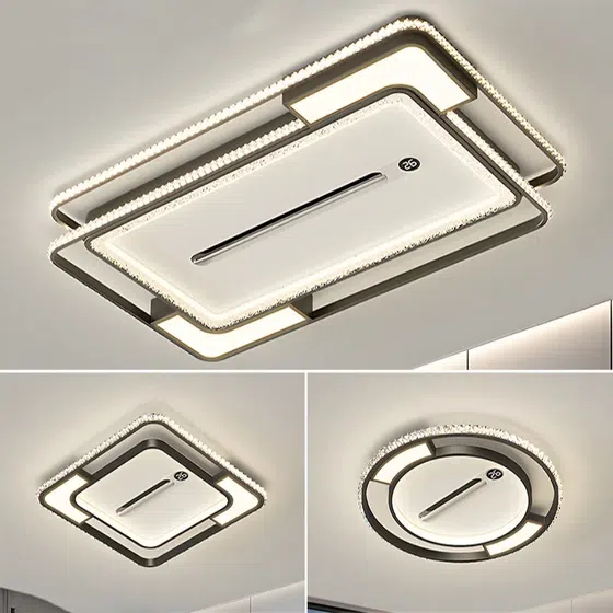 W70cm Iron Acrylic Ceiling Fan Light in Metal and PC and Acrylic, product photograph