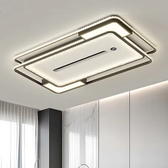 W70cm Iron Acrylic Ceiling Fan Light in Metal and PC and Acrylic, detail view