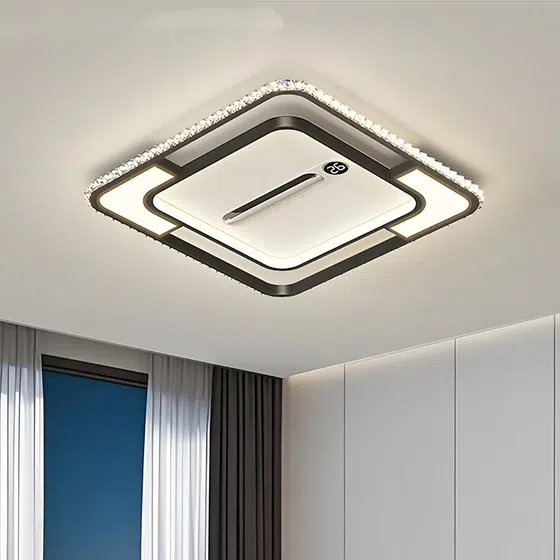 W70cm Iron Acrylic Ceiling Fan Light in Metal and PC and Acrylic, installed view