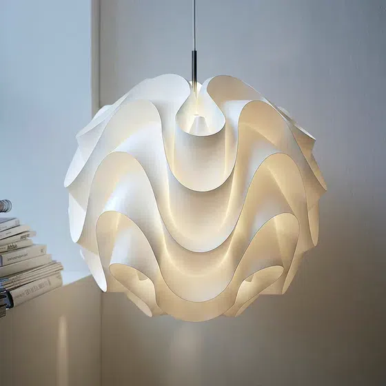 Wave Acrylic Pendant Light in Iron and Acrylic, product photograph