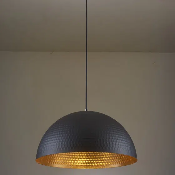 White Black One Bulb Pendant Lamp in Iron, product photograph