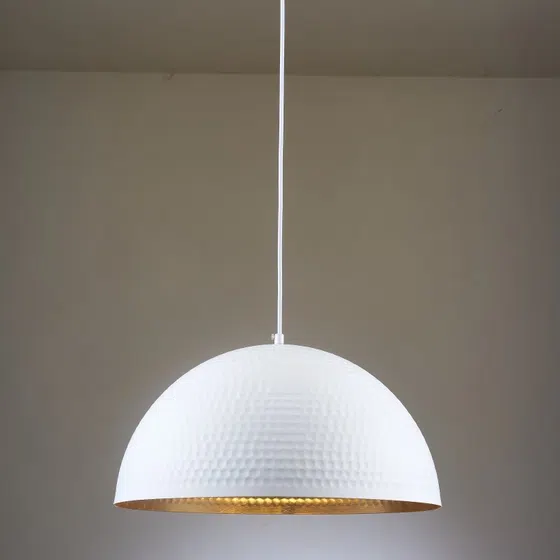 White Black One Bulb Pendant Lamp in Iron, installed view