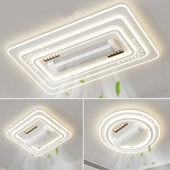 Metal White Bladeless Ceiling Fan Light in Metal and PC and Acrylic, product photograph