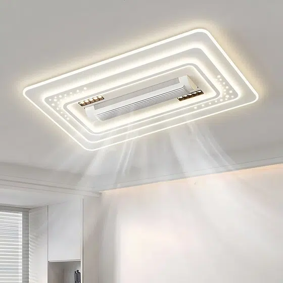 Metal White Bladeless Ceiling Fan Light in Metal and PC and Acrylic, detail view