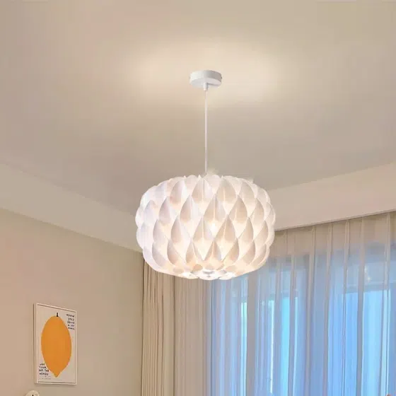 White Crown Acrylic Pendant Lamp in Iron and Acrylic, product photograph
