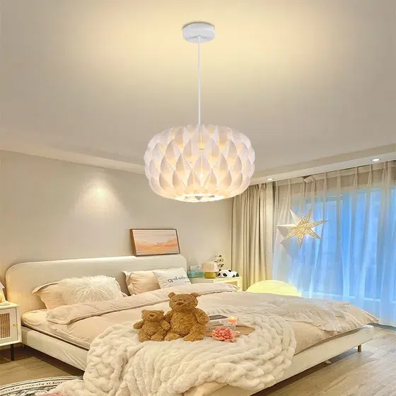 White Crown Acrylic Pendant Lamp in Iron and Acrylic, installed view