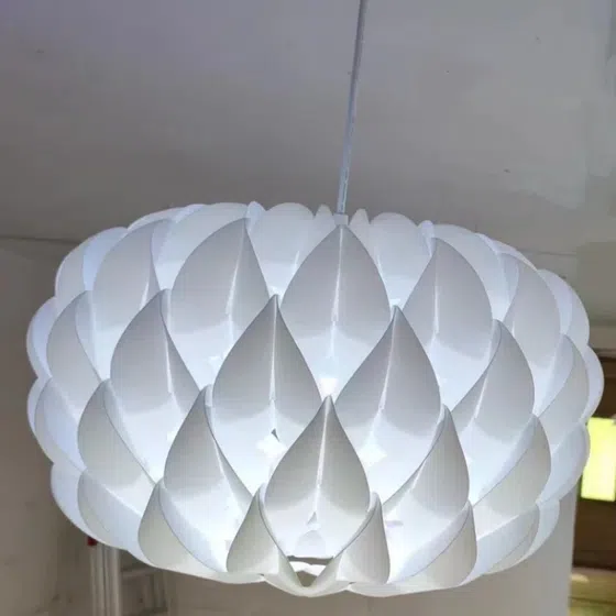 White Crown Acrylic Pendant Lamp in Iron and Acrylic, scale view