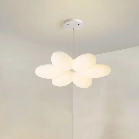 White Flower Iron PE Pendant Light in Iron and PE, scale view