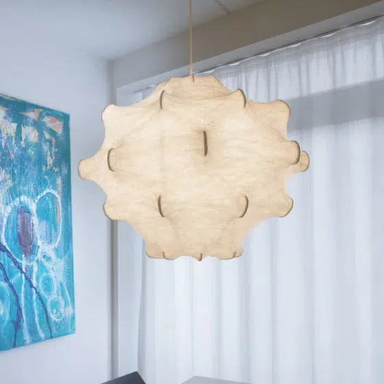E27/E26 White Wave Silk Pendant Light in Iron and Silk, detail view