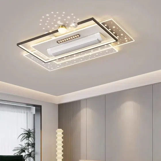 Natural Wind Bladeless Ceiling Fan Lamp in Metal and PC and Acrylic, detail view
