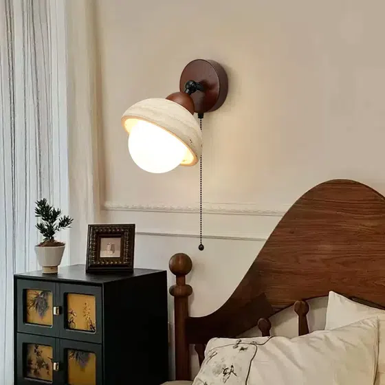 Wood Yellow Stone LED Wall Light in Wood and Yellow Stone, detail view