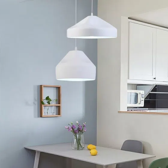 E27 Red Yellow Blue Aluminum Pendant Light in Aluminum, scale view