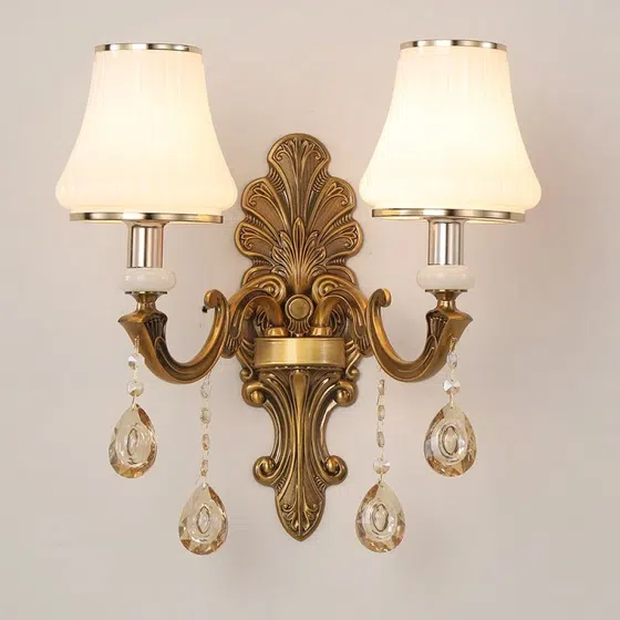 Zinc Alloy Glass Crystal Wall Lamp in Glass and Iron and Crystal, product photograph