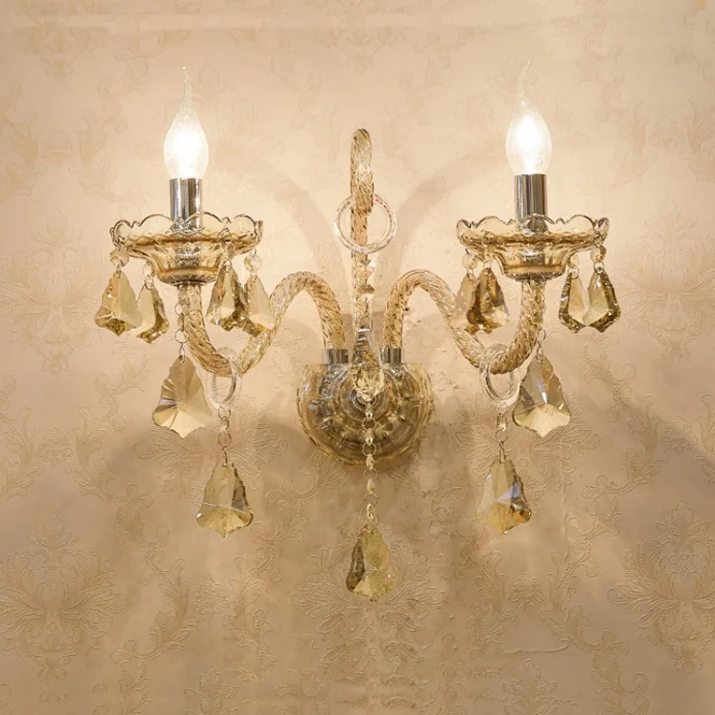 1-3 Heds Amber Crystal Wall Light in Iron and Glass and Crystal, product photograph
